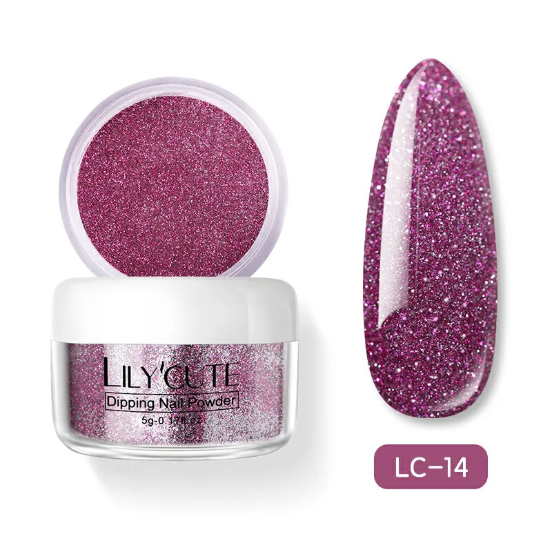 Holographic LC-14 LILYCUTE голографическое погружение ногтей Блеск порошок наборы градиентный французский порошок для ногтей цветной натуральный сухой пигмент для ногтей - Цвет: Holographic LC-14