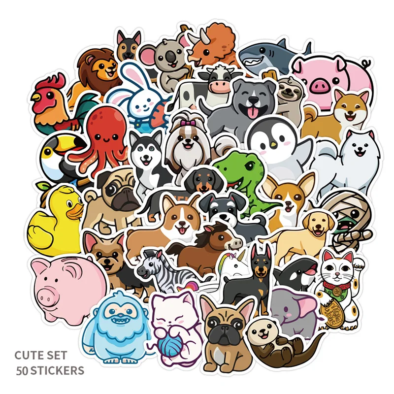 

50 шт./компл. милые Животные наклейки со смешными героями из мультфильмов Животные граффити наклейки для DIY чемодан для скейтборда ноутбук Че...
