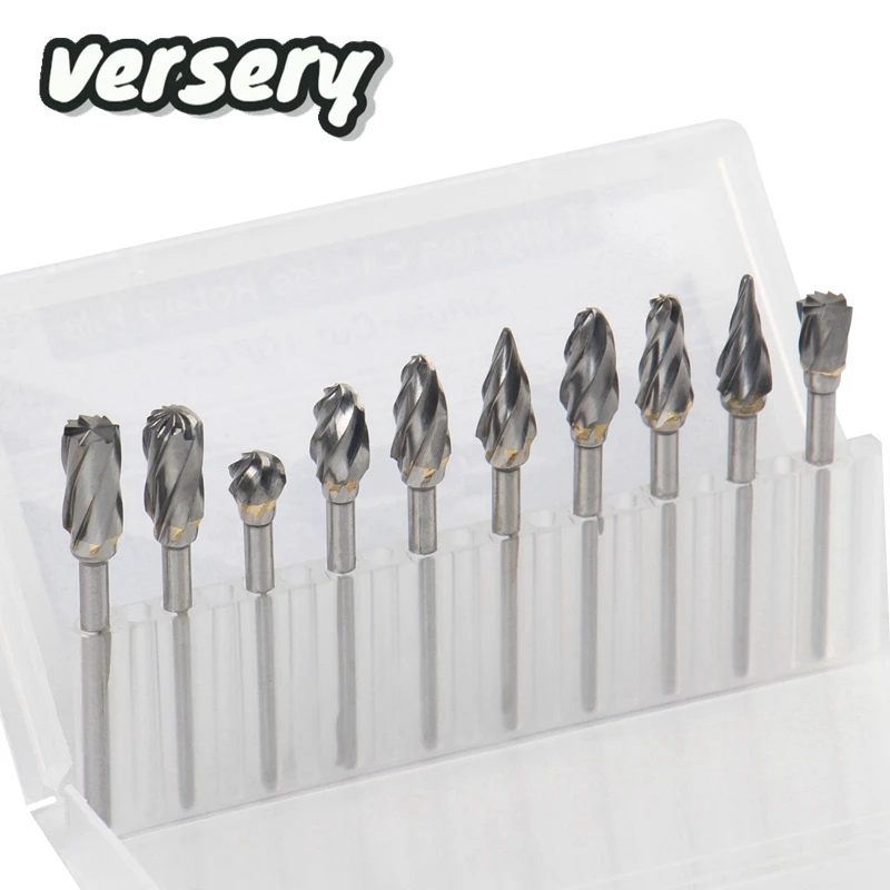 

Free Shipping 10PCS/Set 3mm Shank 6mm Coarse Teeth Tungsten Carbide Rotary File Burr For Grinding Wood Aluminum Milling Cutter