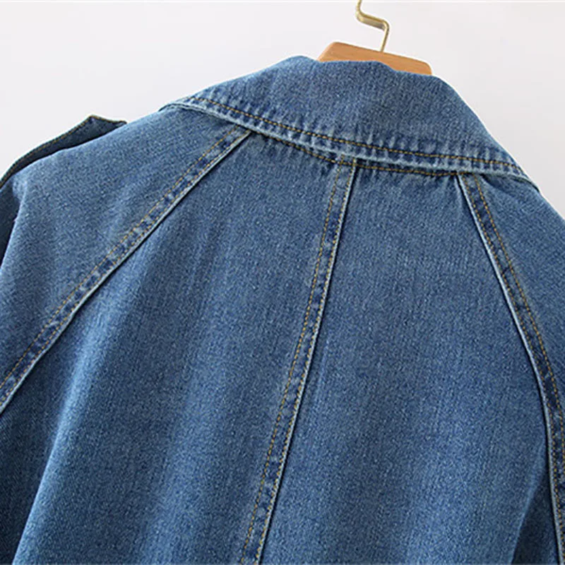 Тренчкот женский джинсовый в стиле оверсайз Длинная ветровка из хлопка