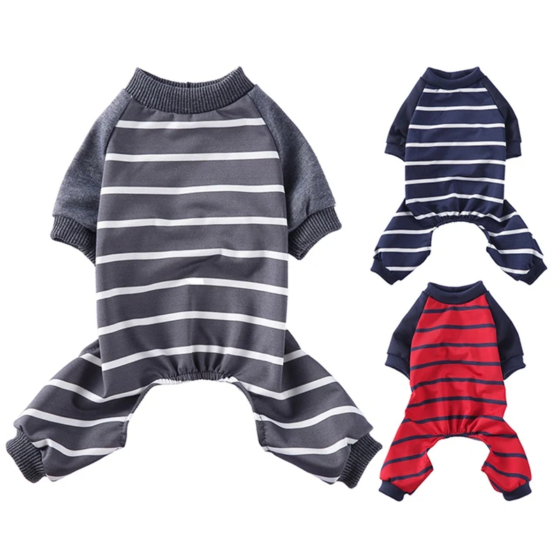 

Pet Dogs Cat Striped Clothes Cute Small Dogs Pajamas Puppy Jumpsuit For Coat Chihuahua Sleeping Bear Dogs Cotton Clothing