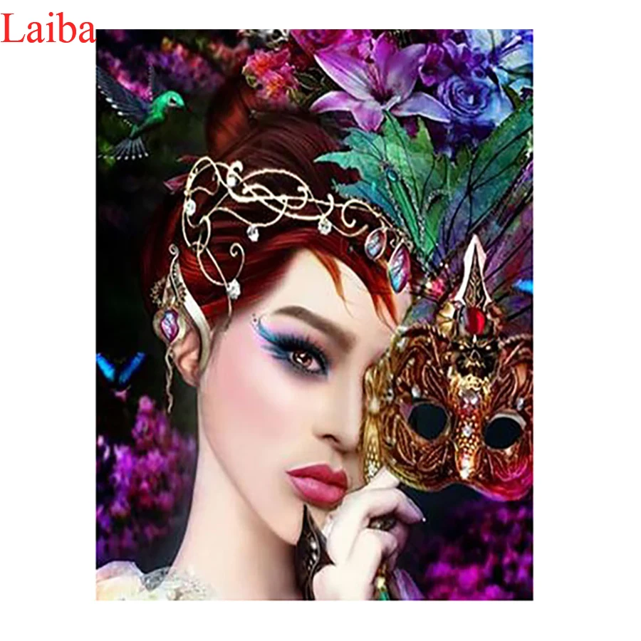 

2020 round DiamondMask woman, flower Painting Full square Rhinestone of Picture Diamond mosaic Valentine's Day gift