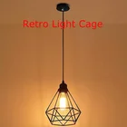 Металлический кожух E27, подвесной светильник, ромбовидный Потолочный подвесной абажур, металлическая проволочная клетка для светильник пы, промышленный стиль