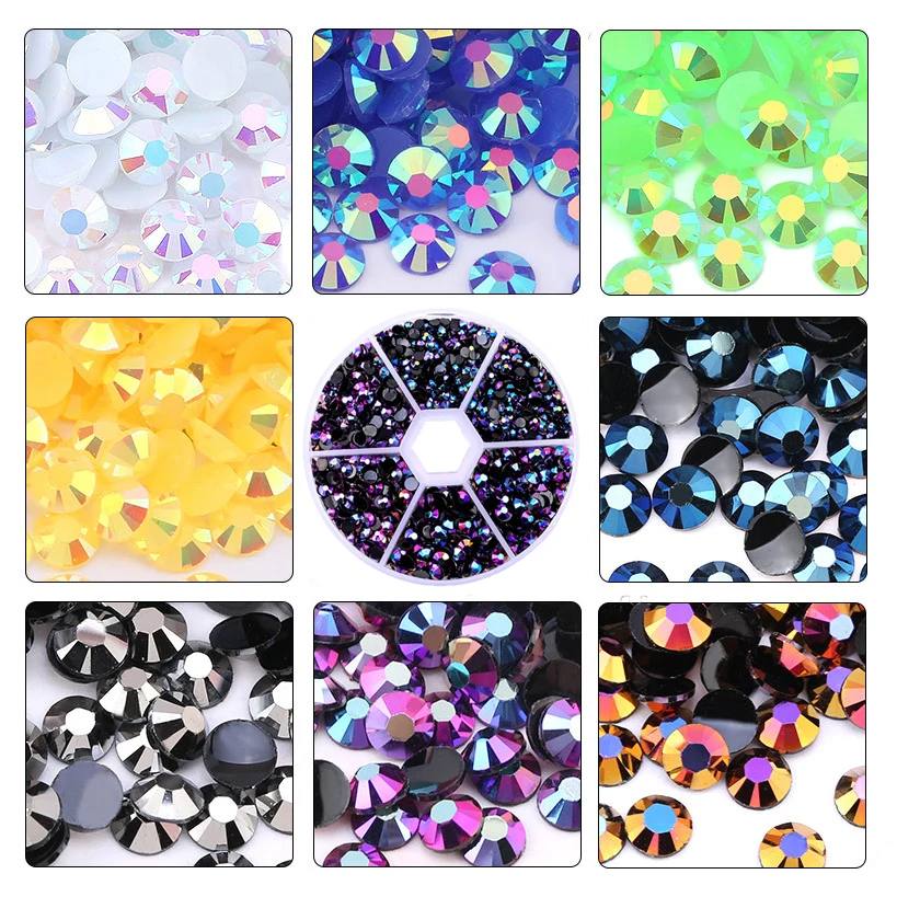 

2520PCS/Box 5mm Nail Art Rhinestones Beads Mixed Color Stone Manicuring 3D Nail Art Decoration In Wheel Nails Accessories