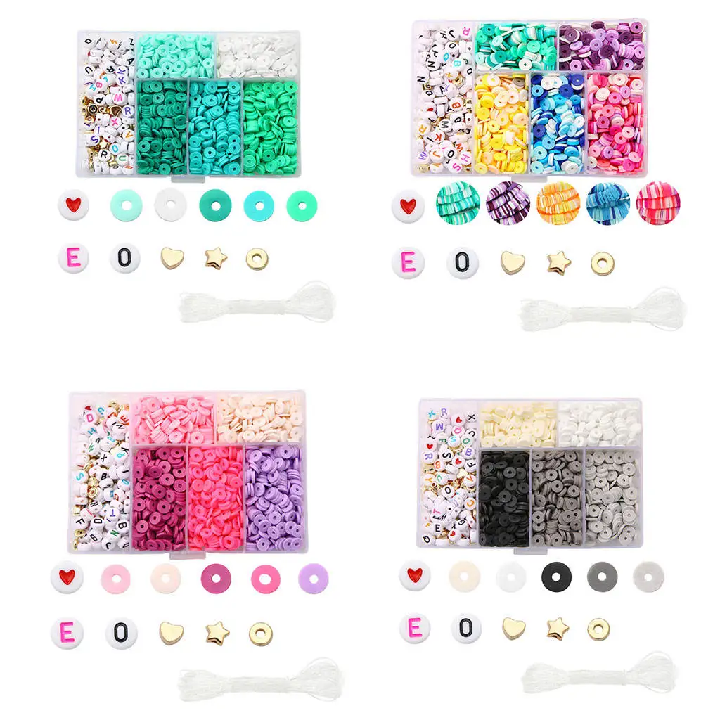 

Soft Flat Polymer Clay Beads Loose for DIY Bracelets Jewelry Making Finding