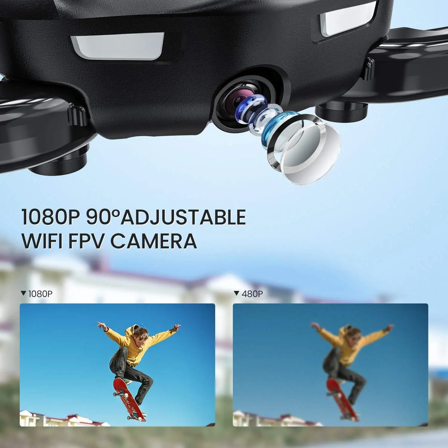 Potensic RC Дрон с камерой 1080P живое видео FPV WiFi складной портативный Квадрокоптер