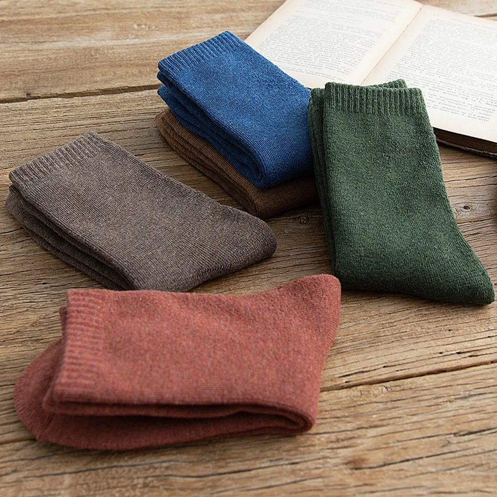 Мужские однотонные носки средней длины на осень и зиму утепленные повседневные