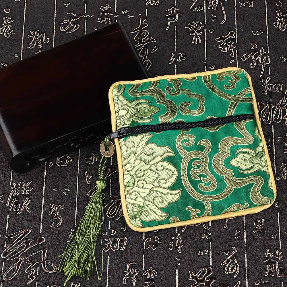 1 шт. Высококачественная шелковая парчовая ткань с кисточками и цветами сумка для