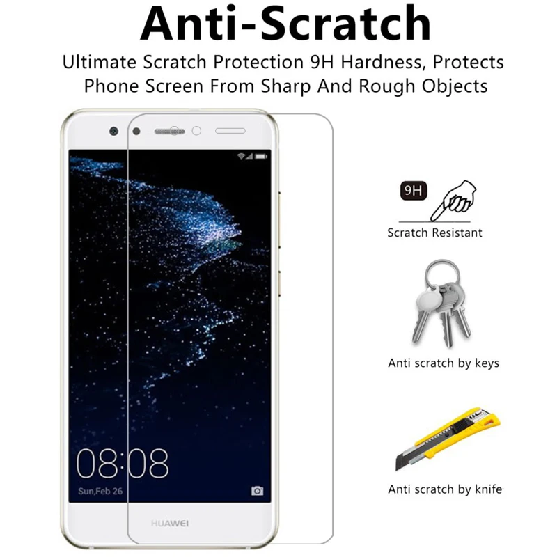 3pcs Protective Glass for Huawei p8 p9 p10 Lite Plus Tempered Glass Screen Protector on p 8 9 10 Light p10lite Glas Safety Film
