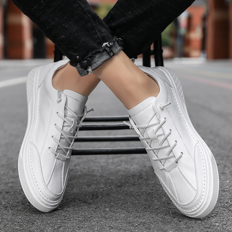 Мужские кеды из натуральной кожи роскошные Брендовые повседневные кроссовки