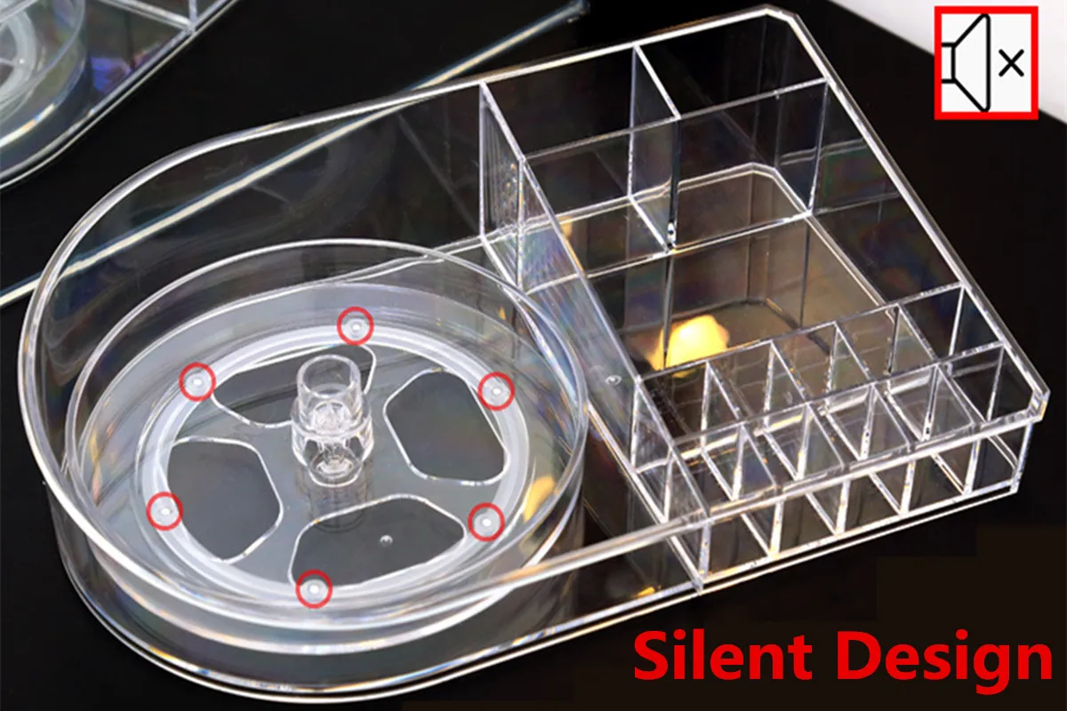 

Height Adjustable Acrylic Makeup Organizer 360 Degree Rotating Cosmetics Storage Rack for Lipstick/Skin Care Product Holder