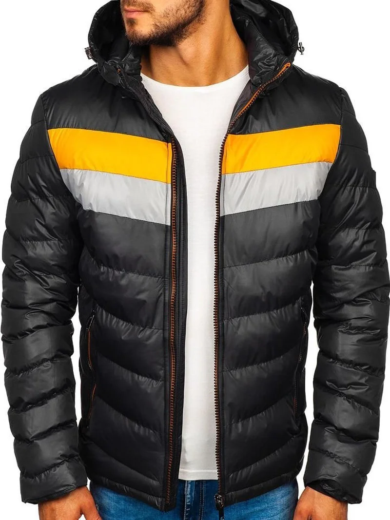 ZOGAA men's fashion double color matching cotton jacket with hood