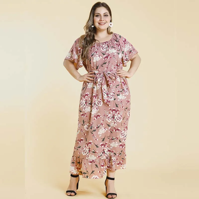 Розовые Нарядные Платья с цветочным рисунком женские комбинезоны короткий рукав