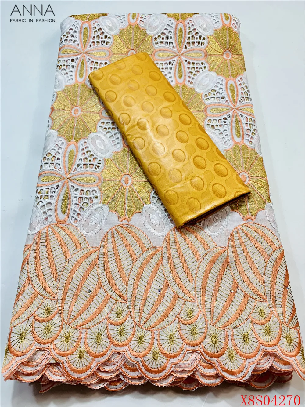 

Anna 2021 high quality 100% cotton swiss voile lace african bazin lace fabric nigerian mesh fabrics 2.5 +2.5 yards for sewing