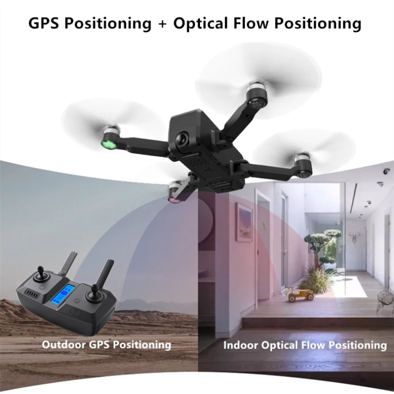Складной бесщеточный Радиоуправляемый квадрокоптер GPS Smart Follow с камерой 4K Pixel FPV и
