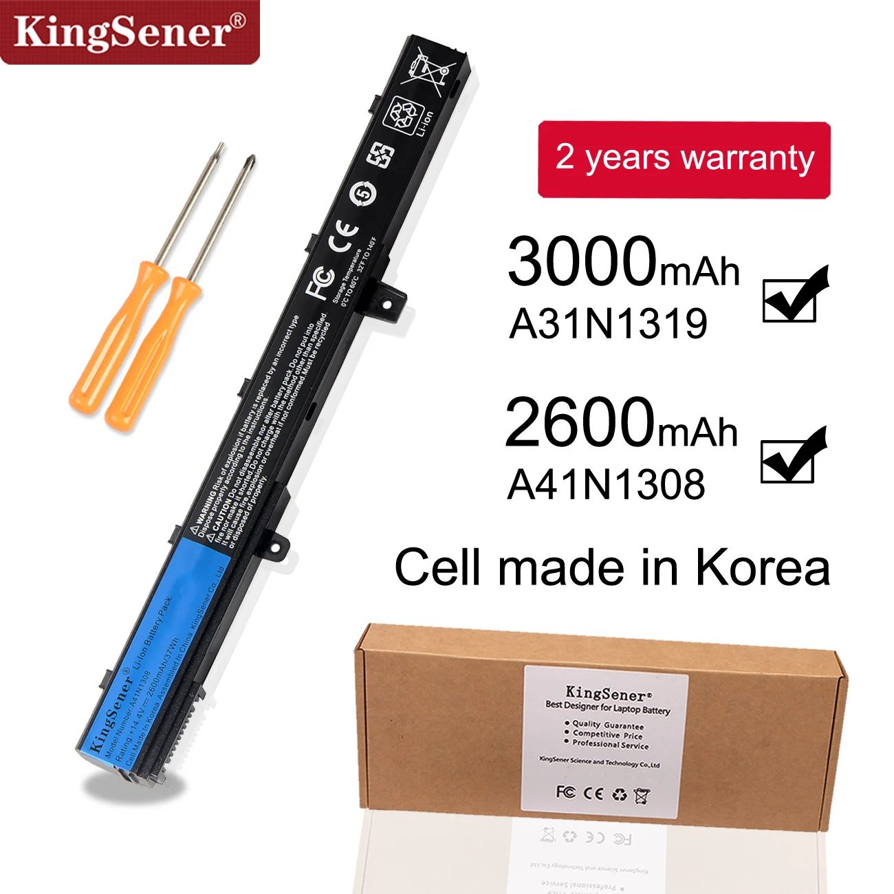 KingSener A31N1319 A41N1308 X551M A31LJ91 Батарея для ASUS X451CA X451 X551 X451C X451M X551C X551CA F451C F551M 0B110-00250100