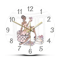 fashion girl with high heel shoes luxury wall clock tide shop boutique decoration hanging wall watch silent non ticking clock