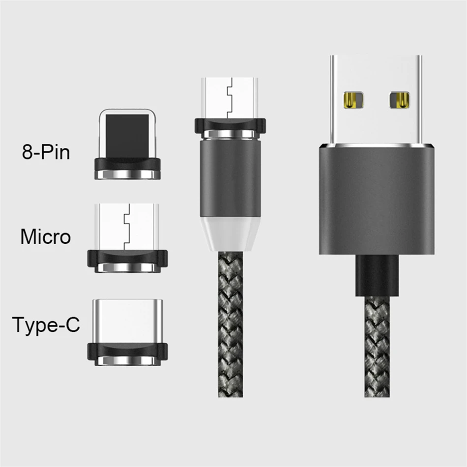Магнитный usb-кабель для быстрой зарядки, магнитный кабель типа C для зарядки и передачи данных, шнур для мобильного телефона, 1 м, 2 м, кабель Microusb type-C для iPhone