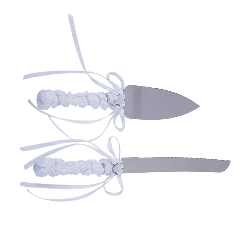 1 Набор из 2 серебряных ножей нержавеющей стали с бантом на коленях столовые