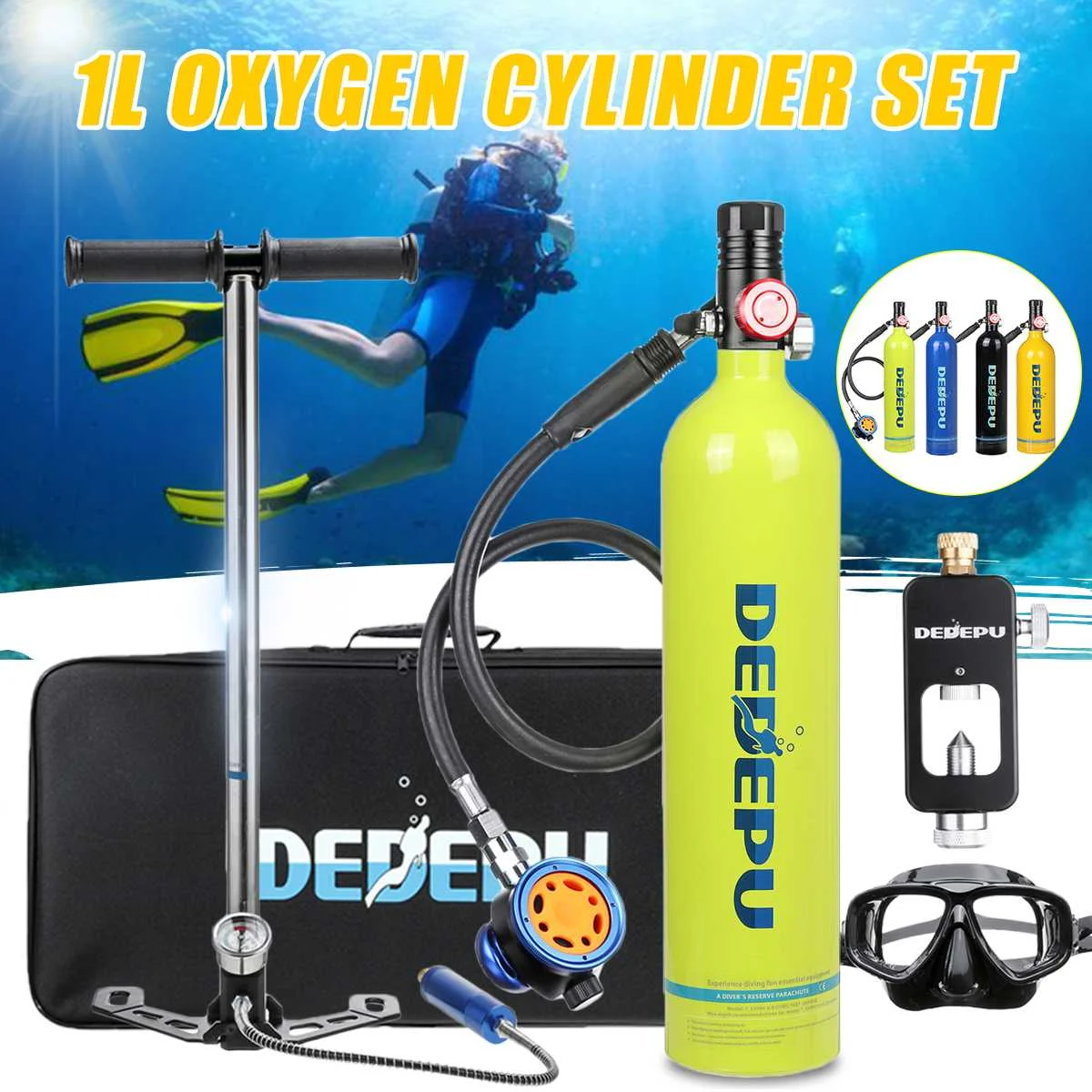 Портативный резервуар для дайвинга с кислородным цилиндром 6 стилей 1 л