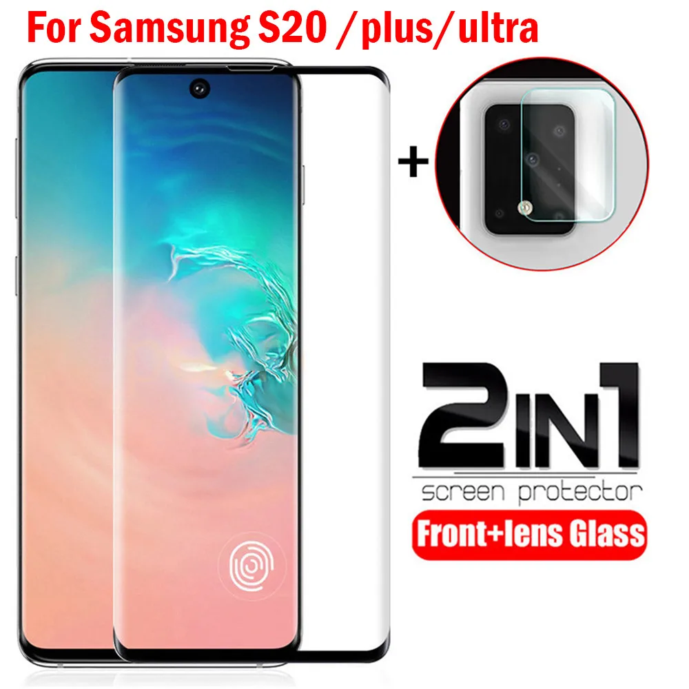 

2 In 1 Tempered glass For Samsung Galaxy S20 ultra S20 Plus Camera Lens Film Screen Protector Glass on Samsung S20 Ultra Glass