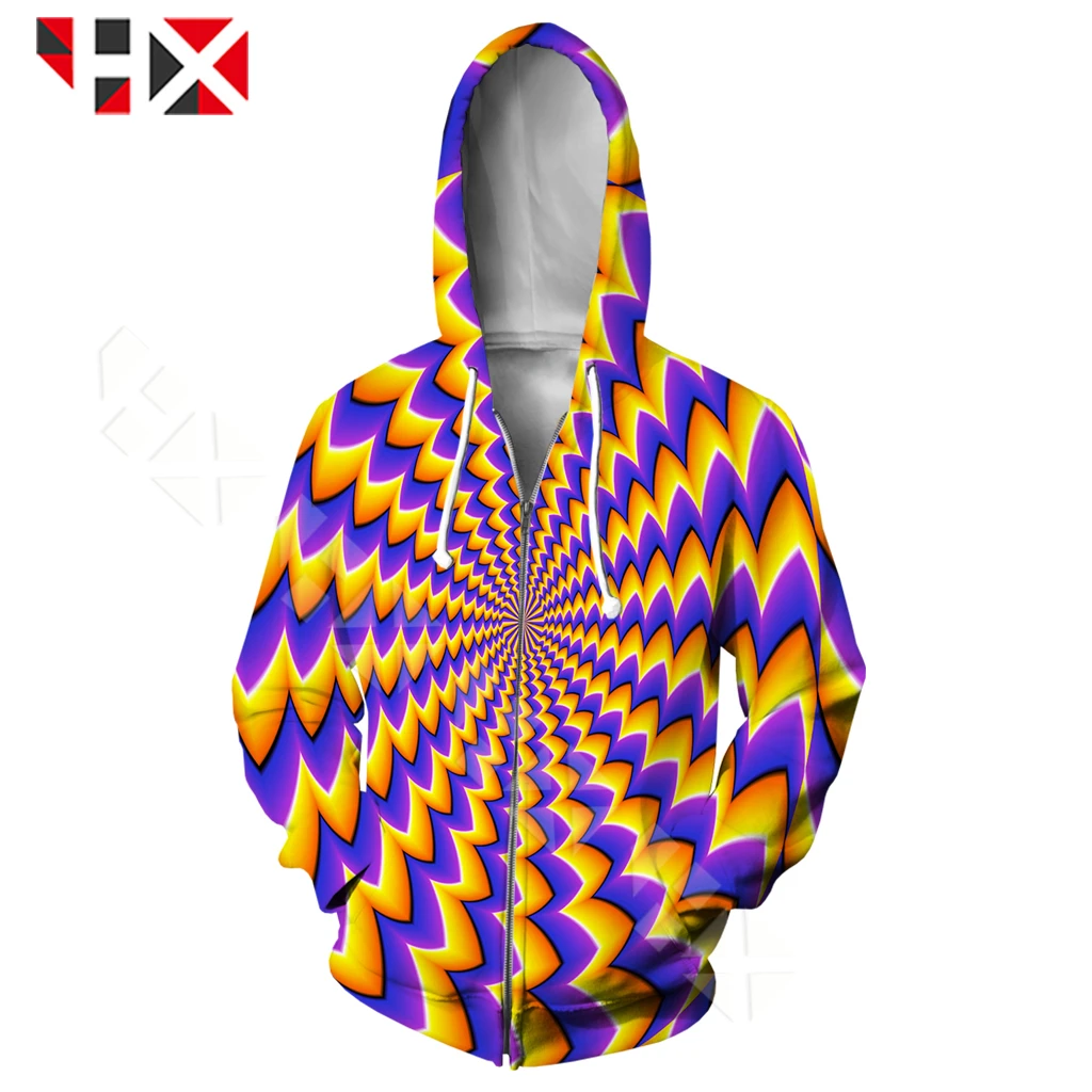 Толстовка HX с капюшоном для мужчин и женщин художественный свитшот на молнии 3D