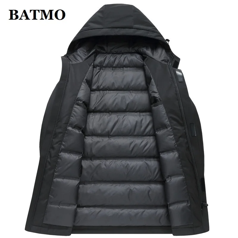Новое поступление 2019 зимние мужские куртки BATMO с капюшоном из 90% белого утиного