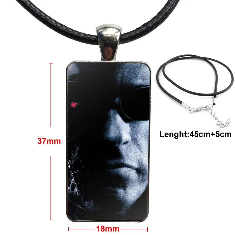 Steel Color Glass Cabochon With Rectangle Shaped Pendant Choker Necklace For Girls Gifts Fashoin Movie Terminator Genisys | Украшения и