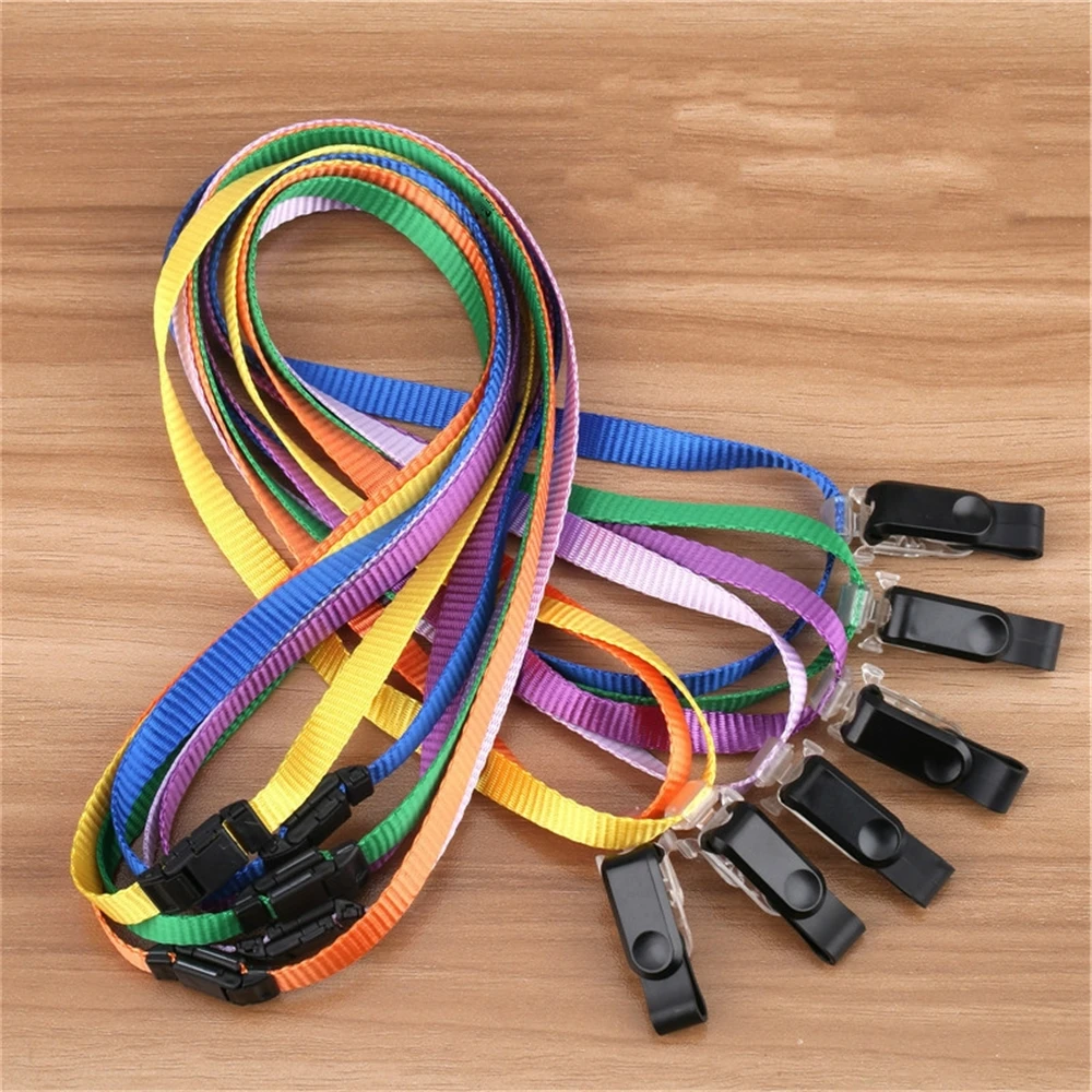 

12pcs Id Card Holder Multifunctional Lanyard Clip Polyester Rope For Ic Card