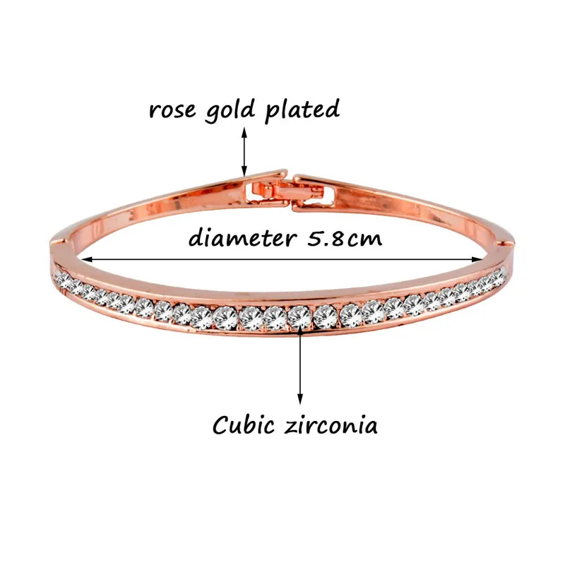 SINLEERY просто однорядные кубического циркония браслеты из розового золота Цвет
