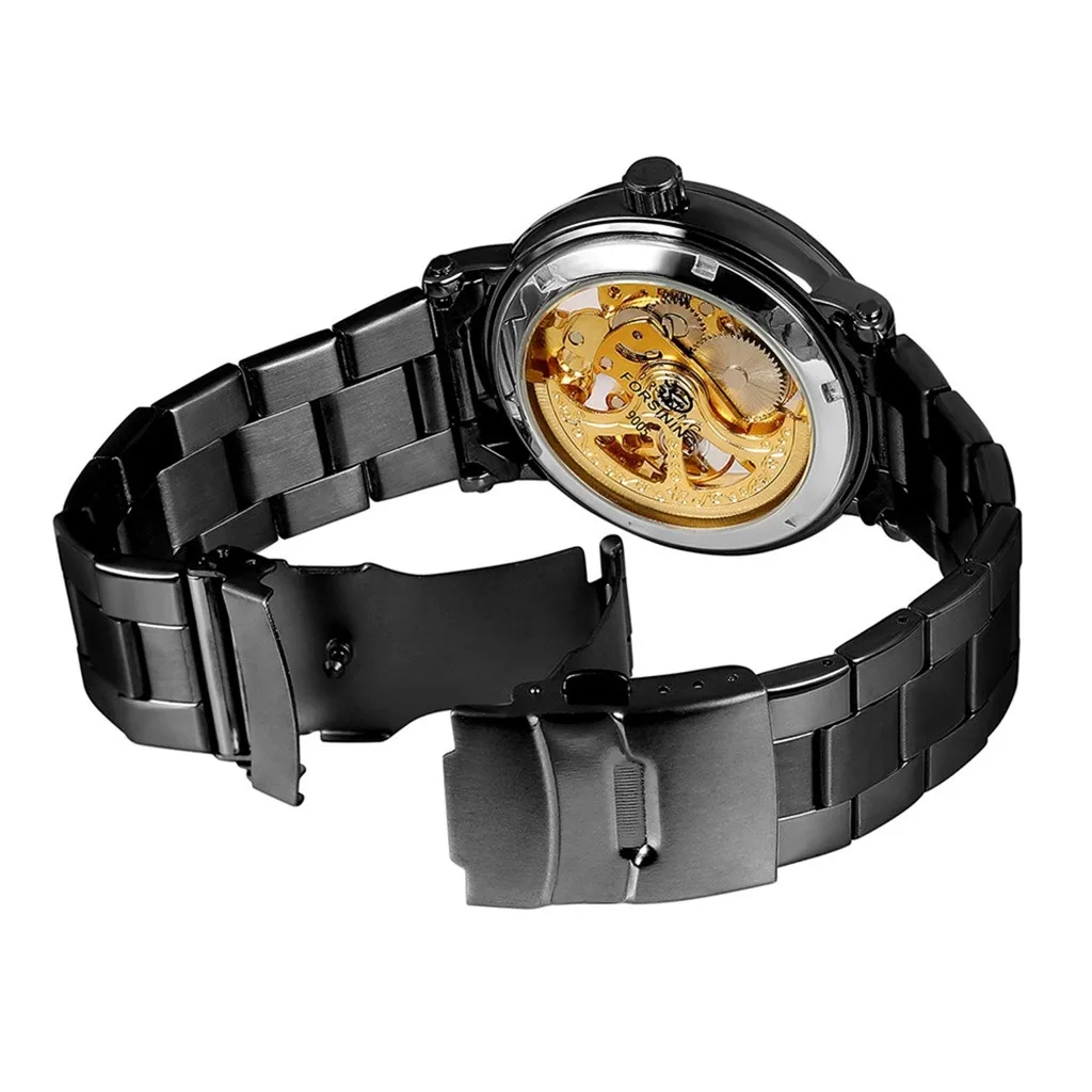 Роскошные мужские часы с полностью легированным ремешком механические деловые в