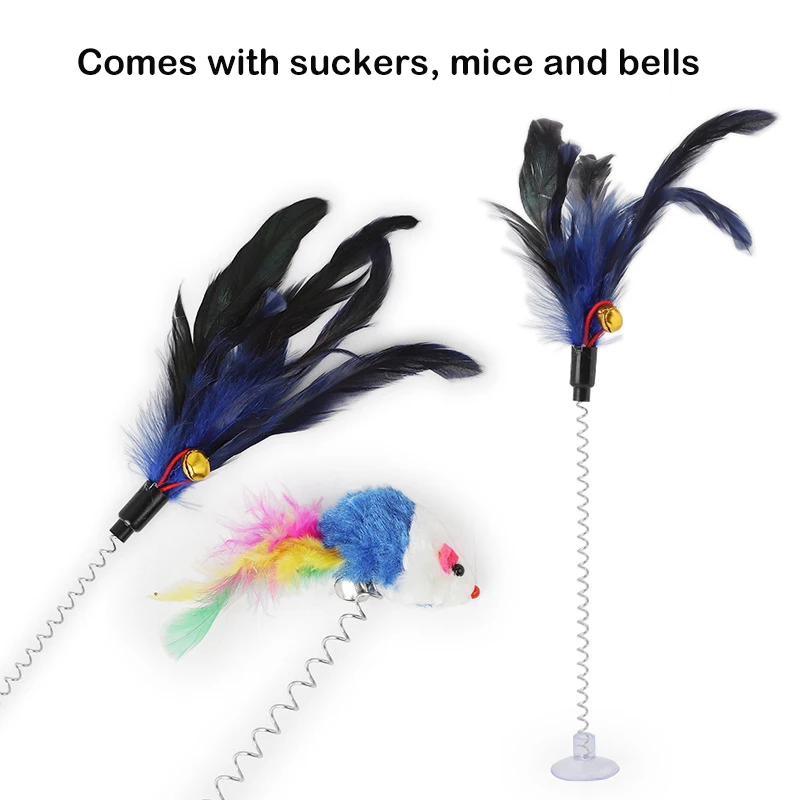 

Funny cat stick simulation mouse funny cat stick feather Bell interactive to Kitten Playing Teaser Wand Toy Cat Supplies pet toy