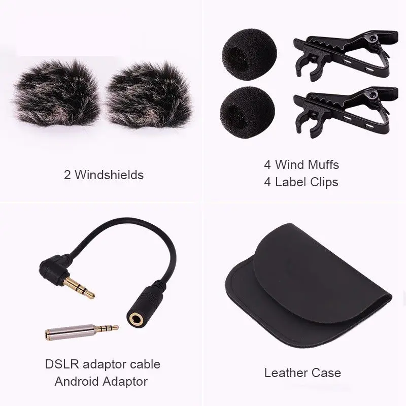 6 м двойной головкой петличный микрофон для лекции или интервью смартфон