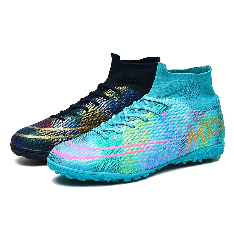Men's Soccer Shoes Teenager Breathable Sneakers Grass Training Sports Shoes FG / TF High Ankle Cleats Antiskid Football Boots