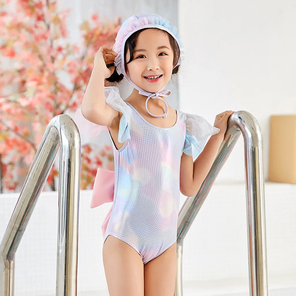 Летний купальный костюм с блестками и оборками для маленьких девочек Купальник
