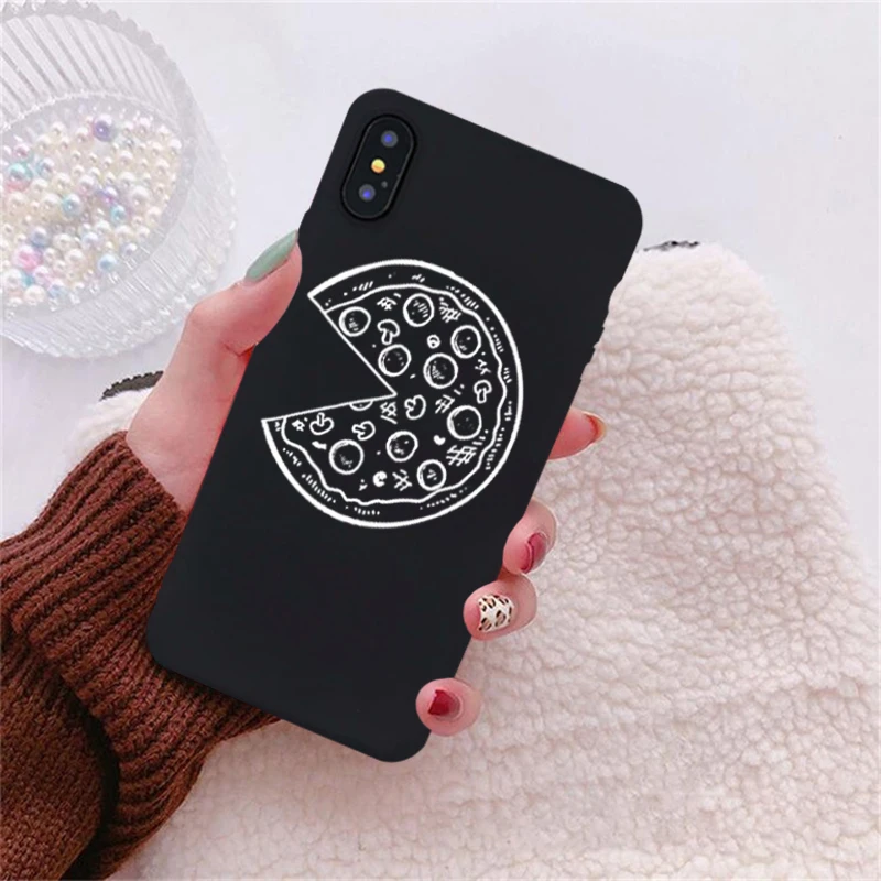 Забавный чехол для телефона Pizza Best Friends iPhone X XS MAX XR 11 Pro 7 8 6 6s Plus черная пара мягкая