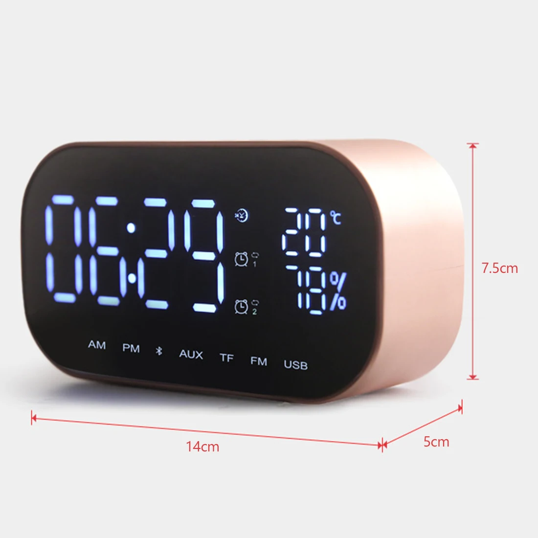 Светодиодный Будильник с FM-радио 1 шт. беспроводной Bluetooth-совместимый динамик