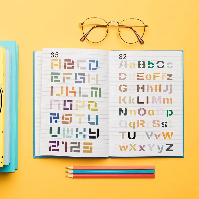 

24 Sheets English Letters Drawing Template Stencil Painting Embossing Scrapbook R9UB