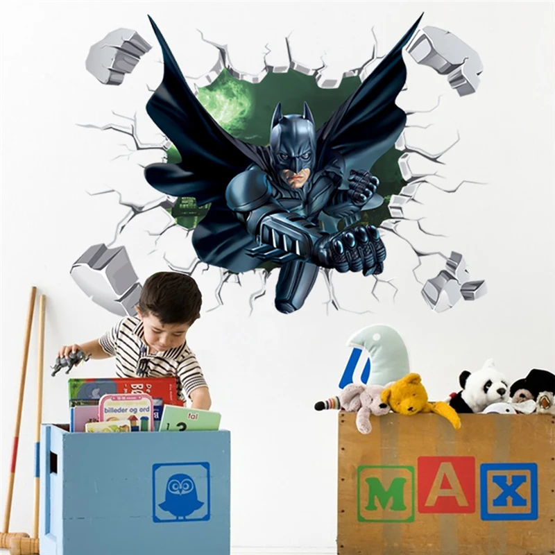 3D наклейки на стену с супергероями Бэтмена для детской комнаты украшение спальни