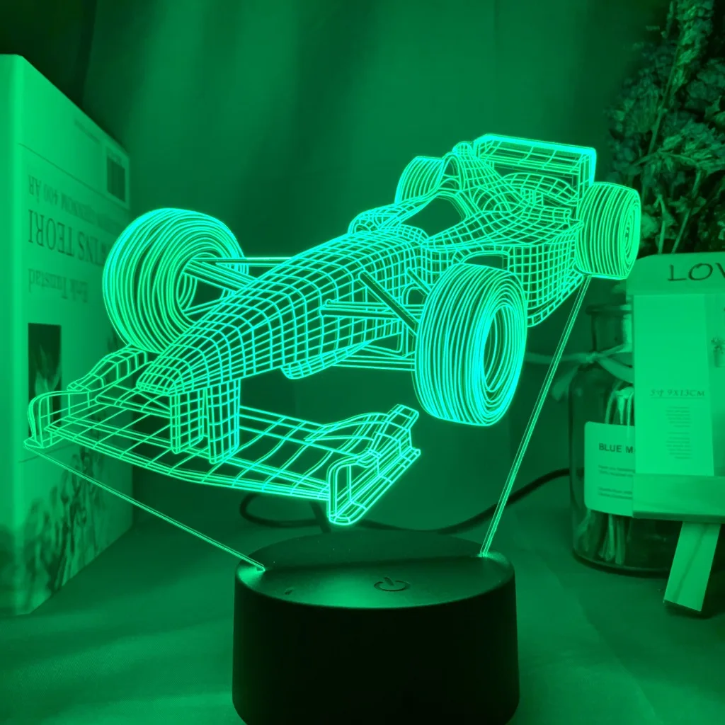 F1 формула 1 гоночный автомобиль 3d иллюзия светодиодный ночной Светильник для детской спальни декоративный ночной Светильник уникальный подарок для детской комнаты настольная лампа