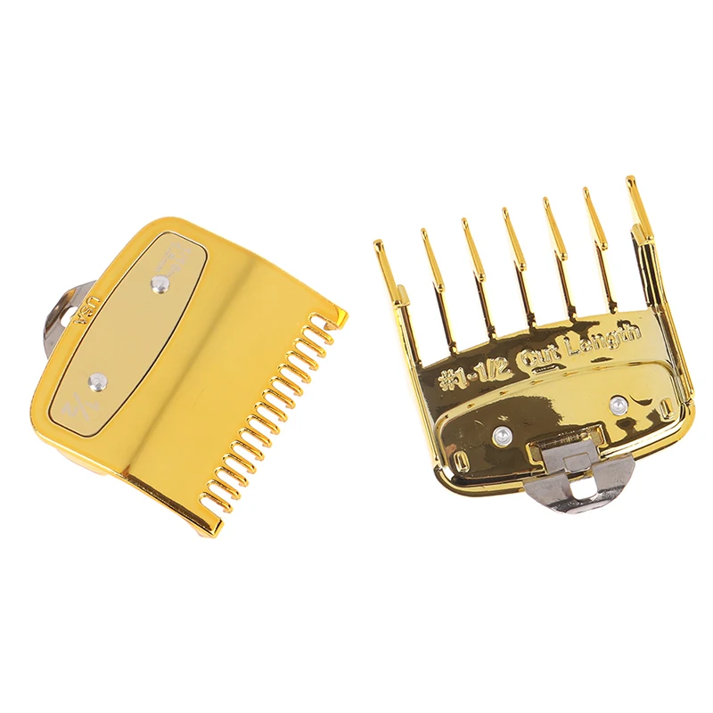 

Plastic Gold Hair Clipper Cutting Guide Limit Combs Attachment Barber Groomer 1.5mm+4.5mm