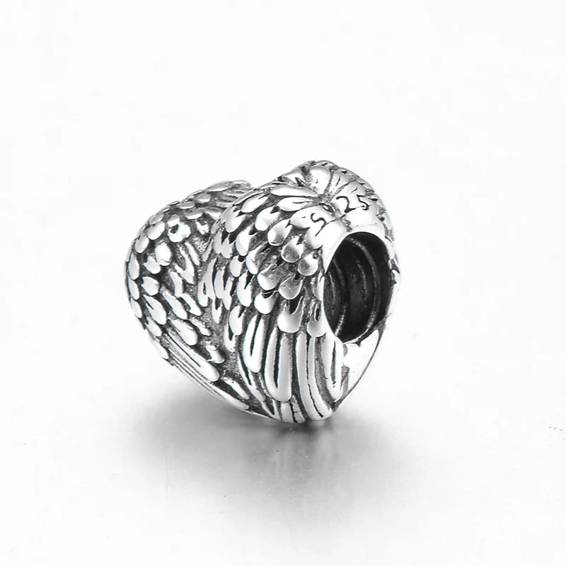 Новинка 2018 подарочные серебряные бусины в форме крыла сердца для