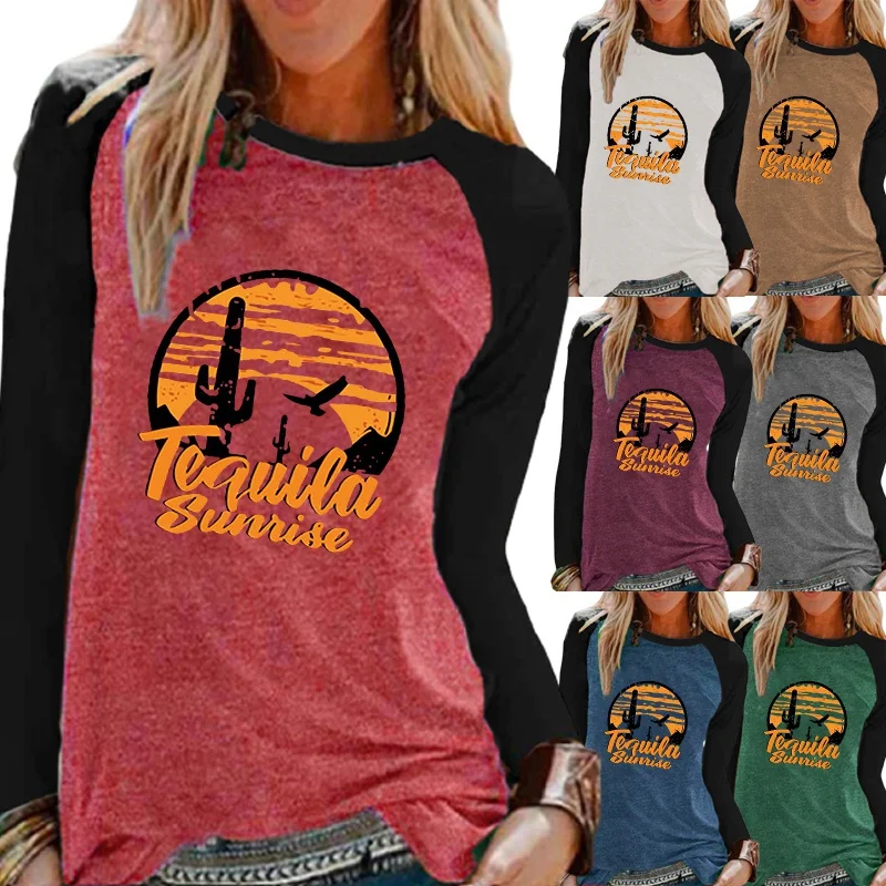 Женская демисезонная футболка с круглым вырезом и рукавом реглан | одежда