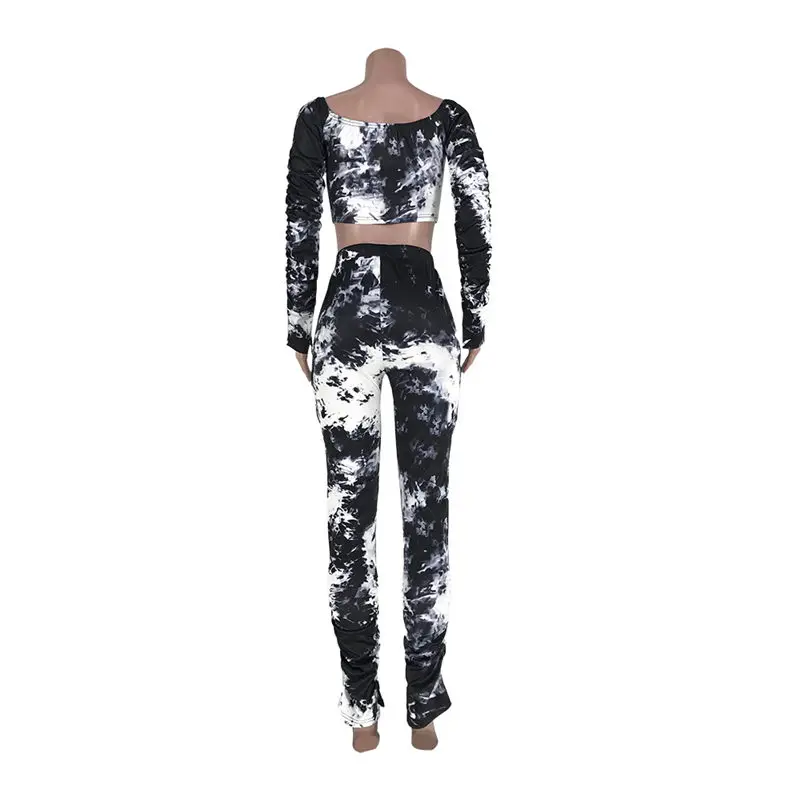

Women's tracksuit fashion pleated casual long sleeve two piece set