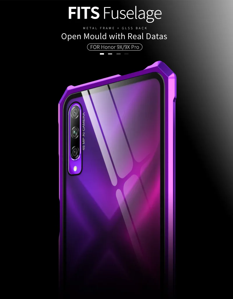 OMEVE для huawei Honor 9X чехол с металлической рамкой и закаленным стеклом задняя крышка для huawei Honor 9X Pro Чехол Honor 9X бампер чехол