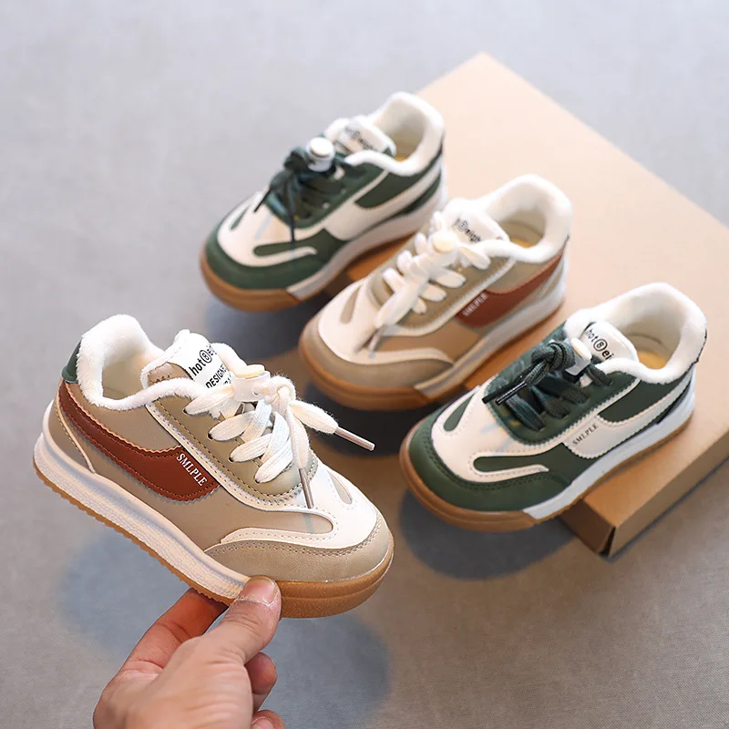 Zapatillas de deporte para ni&ntilde;os, zapatos gruesos de malla transpirable para ni&ntilde;os, zapatos c&aacute;lidos de invierno, zapatos informales para pap&aacute;-0