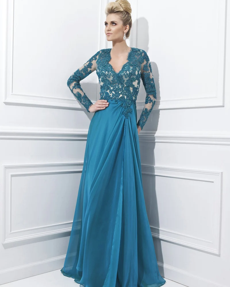 

Vestido De Festa Longo Chiffon 2018 Sexy Long Lace Long Sleeve Evening Gown Robe De Soiree Elegant mother of the bride dresses