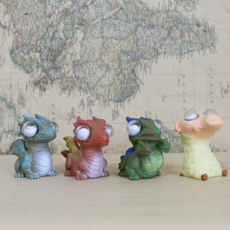 

Vogue Cute Dragon Sheep Office Extruding Relax Relieve Pressure Eyes Out Funny Soft Rubber Figure 8cm Model Toy Gift