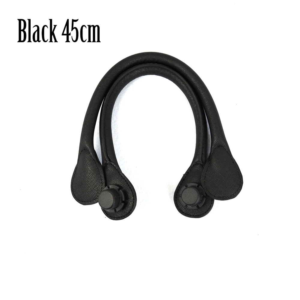 black 45cm TANQU короткий длинный круглый Pu искусственная кожа ручка для Obag классический мини O сумка женские сумки на плечо - Цвет: black 45cm