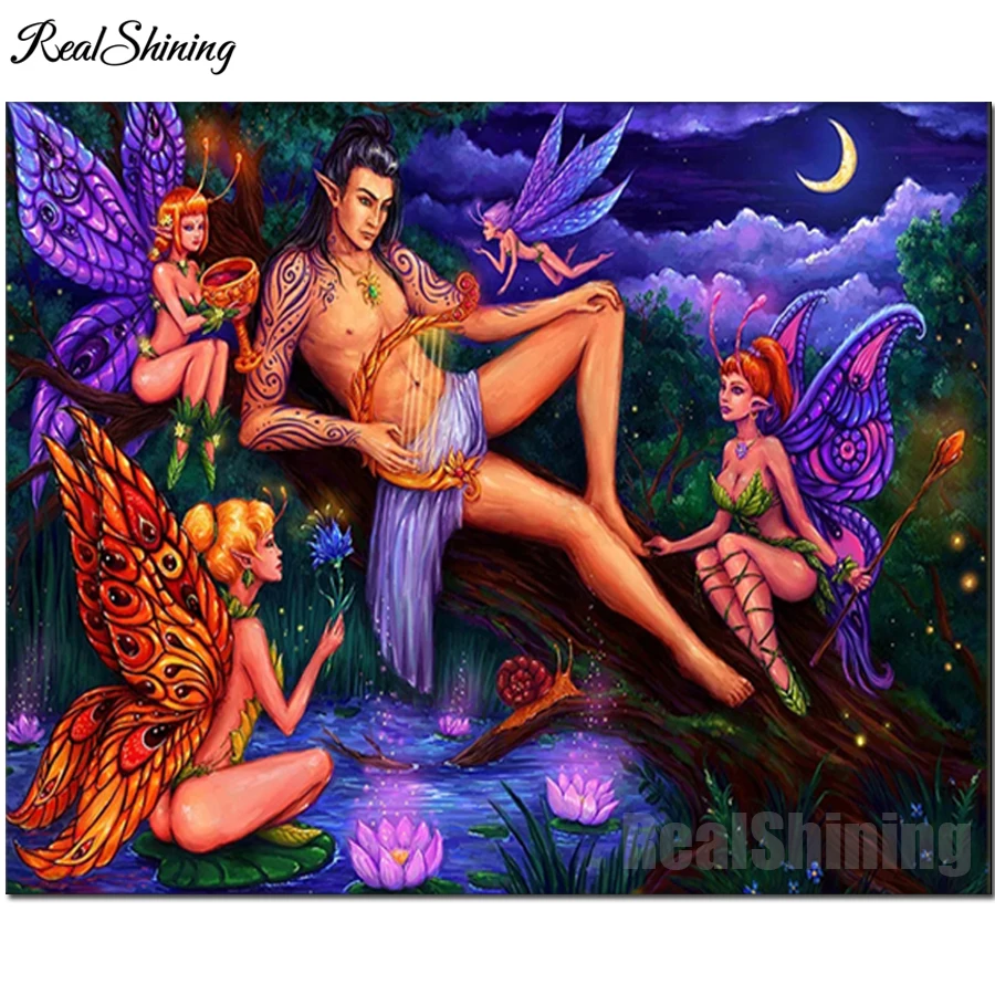 Алмазная 5D картина сделай сам летающая фея пейзаж полная круглая вышивка